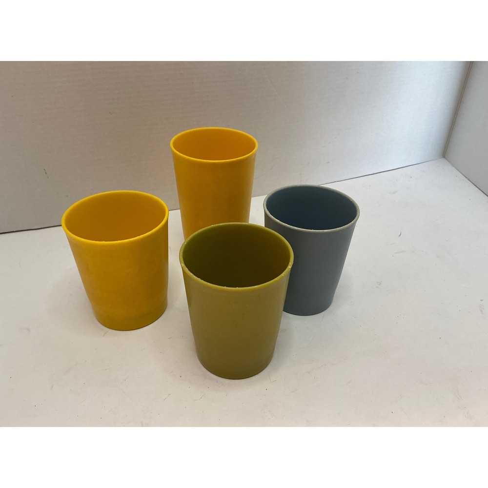 Tupperware Vintage Tumblers Cups Set of 4 Harvest Gold Green Blue Y2K Retro